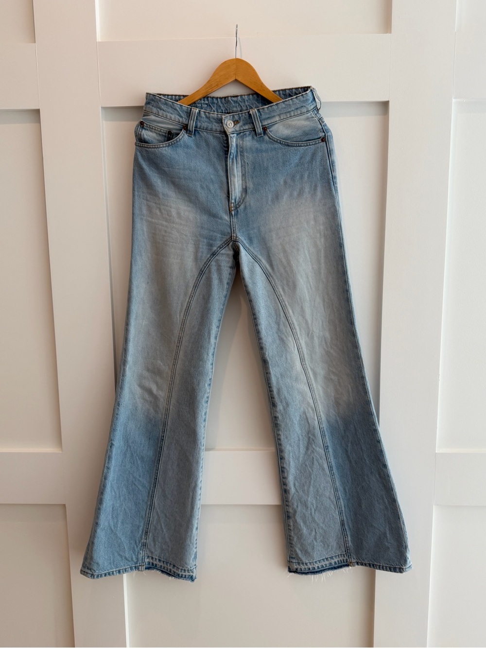 Victoria Beckham Washed Light Blue Wide-Leg Jeans - size 28